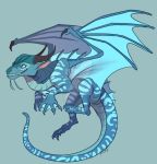  2017 aquatic_dragon blue_body blue_scales claws digital_media_(artwork) dragon female feral flying horn marine membrane_(anatomy) membranous_wings pencillcat reptile scales scalie seawing_(wof) simple_background smile snout solo talons teeth tsunami_(wof) watermark webbed_feet wings wings_of_fire 