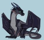  black_body black_scales claws digital_media_(artwork) dragon feral grey_body grey_scales horn male membrane_(anatomy) membranous_wings nightwing_(wof) pencillcat reptile scales scalie simple_background sitting snout solo starflight_(wof) talons teeth watermark wings wings_of_fire 