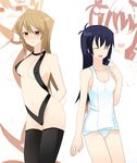  mir_(artist) multiple_girls one-piece_swimsuit saotome_rei school_swimsuit slingshot_swimsuit swimsuit tenjouin_asuka thighhighs white_school_swimsuit white_swimsuit yuu-gi-ou yuu-gi-ou_gx zoom_layer 