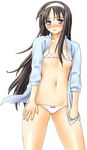  blue_eyes blush covered_nipples flat_chest hairband lingerie open_clothes open_shirt shirt solo toono_akiha tsukihime unagimaru underwear white_hairband 