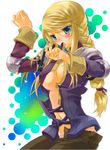  agrias_oaks areola_slip areolae armor bad_id bad_pixiv_id blonde_hair blue_eyes blush braid breasts colored_eyelashes cross-laced_clothes final_fantasy final_fantasy_tactics gold_trim knight long_hair long_sleeves looking_at_viewer medium_breasts mouth_hold no_bra open_clothes open_fly open_shirt panties shirt single_braid sleeve_cuffs solo tooka unbuttoned underwear undressing unzipped 