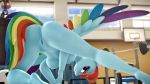  16:9 3d_(artwork) 4k absurd_res anthro barbell big_breasts breasts butt digital_media_(artwork) dumbbell equid equine female friendship_is_magic genitals gym hi_res loveslove mammal my_little_pony nipples nude pterippus pussy rainbow_dash_(mlp) solo weights wings 