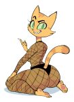  anthro butt clothing dbaru domestic_cat felid feline felis female fishnet fran_(litterbox_comics) fur green_eyes green_sclera litterbox_comics mammal mature_female panties solo striped_body striped_fur stripes underwear 