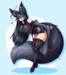  &lt;3 absurd_res animal_humanoid bent_over big_breasts black_hair blue_eyes breasts canid canid_humanoid canine canine_humanoid clothed clothing curvy_figure dipstick_tail ear_piercing female fox_humanoid fully_clothed hair hi_res hourglass_figure huge_breasts huge_tail humanoid inner_ear_fluff kiri_(sub-res) legwear limebreaker long_hair looking_at_viewer mammal mammal_humanoid multicolored_tail one_eye_closed piercing smile solo standing thigh_highs tuft wide_hips wink 