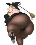  2018 4:5 absurd_res alpha_channel anthro aoino_broome big_breasts big_butt black_clothing black_dress black_hat black_headwear black_legwear black_panties black_socks black_underwear blonde_hair breasts broom butt clothed clothing digital_media_(artwork) domestic_pig dress female fishnet fishnet_legwear green_eyes hair halloween hat headgear headwear hi_res holidays legwear long_hair looking_at_viewer looking_back mammal multi_breast on_one_leg open_mouth overweight overweight_female panties rear_view socks solo standing suid suina sus_(pig) thick_thighs underwear witch_hat 