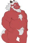  2020 anthro asian_clothing belly bluewhale127 bulge clothing dragon east_asian_clothing fundoshi hi_res humanoid_hands japanese_clothing kemono male moobs overweight overweight_male pubes red_body simple_background solo underwear white_background 