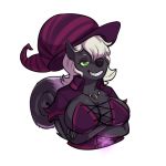  1:1 alpha_channel amelia_(lordjimnor) anthro big_breasts bluebun breasts bust_portrait cleavage clothed clothing female green_eyes hair hat headgear headwear hi_res jewelry magic_user mammal mephitid necklace pentagram portrait skunk smile white_hair witch witch_hat 