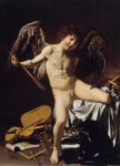  absurd_res angel angelic animal_humanoid barefoot biped caravaggio_(artist) detailed detailed_background english_text feathered_wings feathers fingers genitals hair hi_res humanoid looking_at_viewer male mythology nipples nude oil_painting_(artwork) painting_(artwork) penis proper_art public_domain smile solo text traditional_media_(artwork) wings 