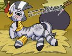  bedroom_eyes blush dialogue equid equine female feral friendship_is_magic mammal my_little_pony narrowed_eyes seductive soulcentinel zebra zecora_(mlp) 