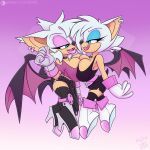  1:1 2020 anthro big_breasts bigdad breasts chiropteran clothing digital_media_(artwork) drxii edit female female/female hi_res huge_breasts mammal rouge_the_bat sonic_the_hedgehog_(series) wings 