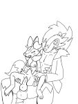  3:4 anthro anthro_on_anthro anthro_penetrated anthro_penetrating anthro_penetrating_anthro balls black_and_white braixen breasts canid canine deltaleemeraldlegacy duo female female_penetrated genitals hi_res knot lycanroc male male/female male_penetrating male_penetrating_female mammal midnight_lycanroc monochrome nintendo nipples penetration penis pok&eacute;mon pok&eacute;mon_(species) pussy sex size_difference spread_legs spreading vaginal vaginal_penetration video_games 