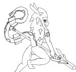  alternate_species animal_humanoid black_and_white breasts deltaleemeraldlegacy fem-del female genitals humanoid humanoidized legendary_pok&eacute;mon long_tail looking_at_viewer looking_back monochrome nintendo pok&eacute;mon pok&eacute;mon_(species) pussy rayquaza solo video_games 