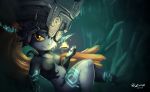 big_butt breasts butt female hair humanoid humanoid_pointy_ears imp looking_at_viewer mammal midna nintendo not_furry red_eyes sitting smile solo teeth the_legend_of_zelda thedevkitten thick_thighs twili twilight_princess video_games wide_hips 