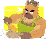  2020 anthro apron canid canine canis clothing cooking domestic_dog green_eyes humanoid_hands kemono male mammal scar shirt solo tkhenpkn tokyo_afterschool_summoners topwear video_games yasuyori 