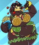  allison_(danji-isthmus) burger clothing danji-isthmus female food hi_res mammal overweight slightly_chubby underwear ursid 