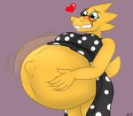  alphys anthro belly big_belly big_breasts breasts clothing female hi_res hyper hyper_belly navel outie_navel pregnant solo undertale undyingwolf video_games 