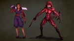  breasts carnage_(marvel) cartoon_network clothing connie_maheswaran female footwear hachiimon hi_res human humanoid mammal marvel melee_weapon not_furry sharp_teeth shoes standing steven_universe sword symbiote teeth tongue weapon young 