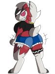  3:4 alpha_channel anklet anthro big_breasts big_butt bottomwear breasts butt canid canine clothing cutoffs denim denim_clothing digitigrade female fur grin jewelry looking_at_viewer lycanroc mammal midnight_lycanroc monterrioashmore motion_lines necklace nintendo pok&eacute;mon pok&eacute;mon_(species) rika_the_lycanroc shaking_butt shorts smile torn_clothing video_games 