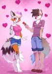 &lt;3 alanscampos canid canine clothing duo flower hi_res mammal plant rose_(flower) smile 