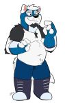 2020 belly black_body black_fur bottomwear canid canine canis clothing fur giant_panda hi_res humanoid_hands hybrid male mammal mask navel overweight overweight_male shorts simple_background thepandobo ursid white_background white_body white_fur wolf 