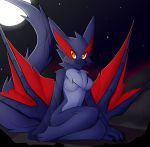  2020 amber_eyes anthro anthrofied breasts capcom digital_media_(artwork) dragon featureless_breasts female flying_wyvern inget monster_hunter nargacuga non-mammal_breasts nude sitting solo video_games wings wyvern 