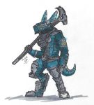  2020 armor charbold clothed clothing deadspace headgear hi_res kobold male reptile safe scalie simple_background solo video_games 