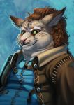  anthro azsola belly brown_hair chubby_cheeks clothed clothing dungeons_and_dragons felid fur hair hasbro hi_res male mammal overweight overweight_male smile solo tabaxi tan_body tan_fur wizards_of_the_coast 