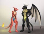  anthro bikini bodily_fluids briefs bulge charmeleon clothing cum dragon dragontears genital_fluids male male/male muscular nintendo orgasm pok&eacute;mon pok&eacute;mon_(species) reptile scale scalie speedo swimwear underwear underweargasm video_games 