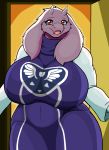  2020 anthro big_breasts boss_monster bovid breasts caprine droll3 emblem female fur hi_res huge_breasts looking_at_viewer mammal solo toriel undertale video_games white_body white_fur 