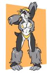  anthro anthrofied bikini black_nose breasts claws cleavage clothed clothing digital_media_(artwork) feet female fur looking_at_viewer mammal mustelid navel nicnak044 nintendo obstagoon paws pok&eacute;mon pok&eacute;mon_(species) pok&eacute;morph pose smile solo swimwear teeth video_games 