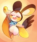  :d ^_^ blush closed_eyes commentary commission emolga english_commentary full_body gen_5_pokemon no_humans open_mouth pokemon pokemon_(creature) simple_background smile solo sony-shock standing standing_on_one_leg 