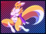  absurd_res anthro big_breasts black_sclera breasts digimon digimon_(species) digital_media_(artwork) featureless_breasts featureless_crotch female gf hi_res nude renamon simple_background solo thick_thighs 