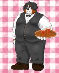  2020 4:5 anthro belly black_nose bottomwear canid canine canis clothing domestic_dog hi_res humanoid_hands kemono male mammal overweight overweight_male pants shirt solo topwear yaki_atsuage 