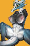  2020 absurd_res anthro bottomless clothed clothing digital_media_(artwork) female genitals hi_res pussy scalie simple_background solo spaal spread_legs spreading 