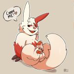  &lt;3 1:1 2019 anus balls butt english_text erection fur genitals hi_res male nintendo penis pok&eacute;mon pok&eacute;mon_(species) raburigaron sitting solo speech_bubble text video_games white_body white_fur zangoose 