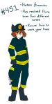  1:2 2020 4_toes anthro armor biped blothed bottomwear brown_hair brown_nose canid canine canis clothed clothing countershade_face countershading digital_media_(artwork) english_text fahrenheit_451 female firefighter firefighter_helmet firefighter_uniform footwear fox front_view full-length_portrait fur green_bottomwear green_clothing green_helmet green_jacket green_pants hair headgear helmet hero hi_res laura_(twokinds) looking_at_viewer mammal number orange_body orange_fur pants portrait red_fox signature simple_background solo text toes twokinds webcomic white_background wolfie-pawz 
