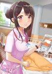  1girl blush brown_hair hair_ornament highres niwata0 nurse open_mouth original solo uniform 