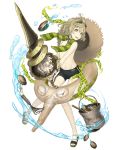  1boy ahoge bucket chain clam eyewear_on_head full_body goggles goggles_on_head green_eyes green_hair hat hat_around_neck innertube ji_no looking_at_viewer male_swimwear navel official_art pinocchio_(sinoalice) sandals see-through sinoalice solo straw_hat swim_trunks swimwear transparent_background upper_teeth water 