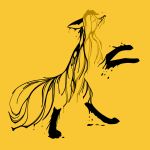  1:1 canid canine eyes_closed feral fox foxenawolf leg_markings mammal markings monochrome simple_background socks_(marking) yellow_and_black yellow_background 