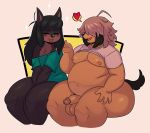  &lt;3 2020 anthro balls belly blush bottomless canid canine canis clothed clothing digital_media_(artwork) dobermann domestic_dog duo front_view genitals girly hair lucas_(sssonic2) male mammal moobs open_mouth open_smile overweight overweight_male partially_clothed penis pinscher raised_clothing raised_shirt shirt simple_background sitting slightly_chubby smile sssonic2 thick_thighs topwear 