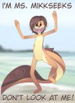  2018 adult_swim anthro beach brown_hair cartoon_network english_text featureless_crotch hair lutrine mammal mikhaila_kirov mustelid nude open_mouth outside rick_and_morty rudragon seaside solo standing teeth text 