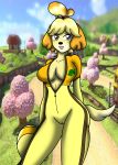  2018 animal_crossing anthro armor breasts canid canine canis clothed clothing domestic_dog female hi_res isabelle_(animal_crossing) mammal nickyvendetta nintendo video_games 