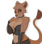  2020 anthro anthrofied breasts claws clothed clothing collar danonymous disney felid feline female fully_clothed looking_at_viewer mammal navel piercing simple_background solo spiked_collar spikes standing the_lion_king vitani white_background 