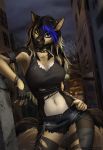  anthro canid canine canis clothed clothing detailed_background domestic_dog elvofirida female mammal night outside solo standing 