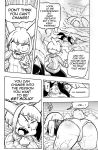  anthro clothed clothing comic cookie_(furryfight_chronicles) daigaijin dialogue duo english_text female fur furryfight_chronicles hair lagomorph leporid mammal muko partially_submerged rabbit rodent sciurid text tree_squirrel wet 