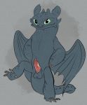  balls black_balls chromosomefarm dragon dreamworks feral genitals green_eyes how_to_train_your_dragon penis presenting presenting_penis toothless 