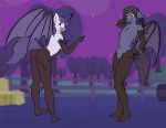  2019 alternate_species anthro butt canid canine canis duo equid equine female horse hybrid lex-i lexi_(lex-i) limedreaming mammal membrane_(anatomy) membranous_wings nyn_indigo pony timberbat transformation wings wolf 