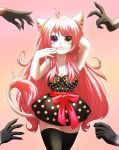  cat clothing dannyckoo disembodied_hand dress ear_piercing feline female heterochromia mammal piercing polka_dots 