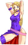  arikawa armpits arms_up ass bare_shoulders belt blonde_hair blue_dress blue_eyes blush bonne_jenet bracelet breasts choker cleavage collar covered_nipples curvy dress fatal_fury fingerless_gloves g-string gloves highleg highleg_panties hips jewelry large_breasts legband legs long_hair long_legs loose_belt mark_of_the_wolves muscle nipples no_bra one_eye_closed panties pantyshot pirate purple_panties side_slit skirt snk solo thick_thighs thighs thong underwear 