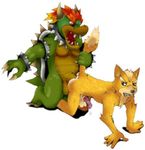  all_fours anal anal_penetration anthro balls bowser doggystyle duo fox_mccloud from_behind gay koopa male mario_bros nintendo penetration penis plain_background scalie sex star_fox super_mario_bros. tail_grab unknown_artist video_games white_background 